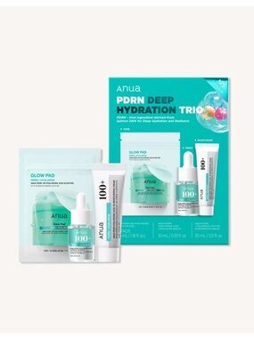 Anua PDRN Deep Hydration Trio — Aqua Green Serum & Glow Pads